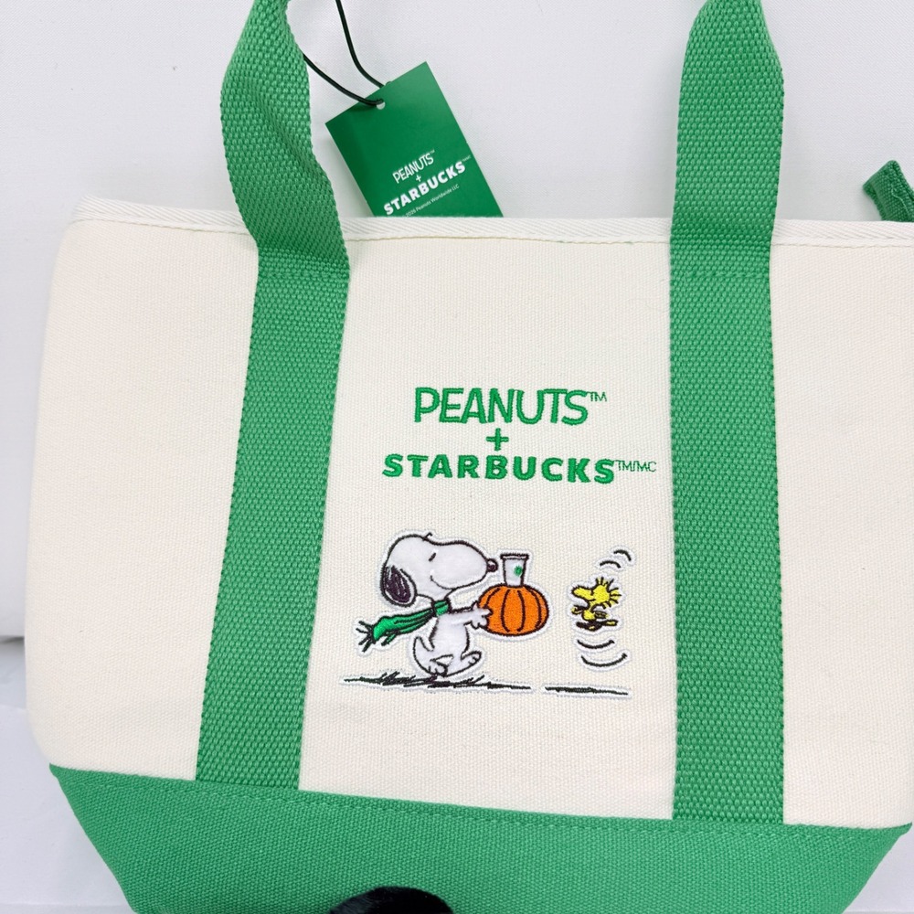 Starbucks Snoopy Tote Bag W/ Charm Keychain Plush NWT 2026  ++ Snoopy GC *read* - Picture 2 of 6